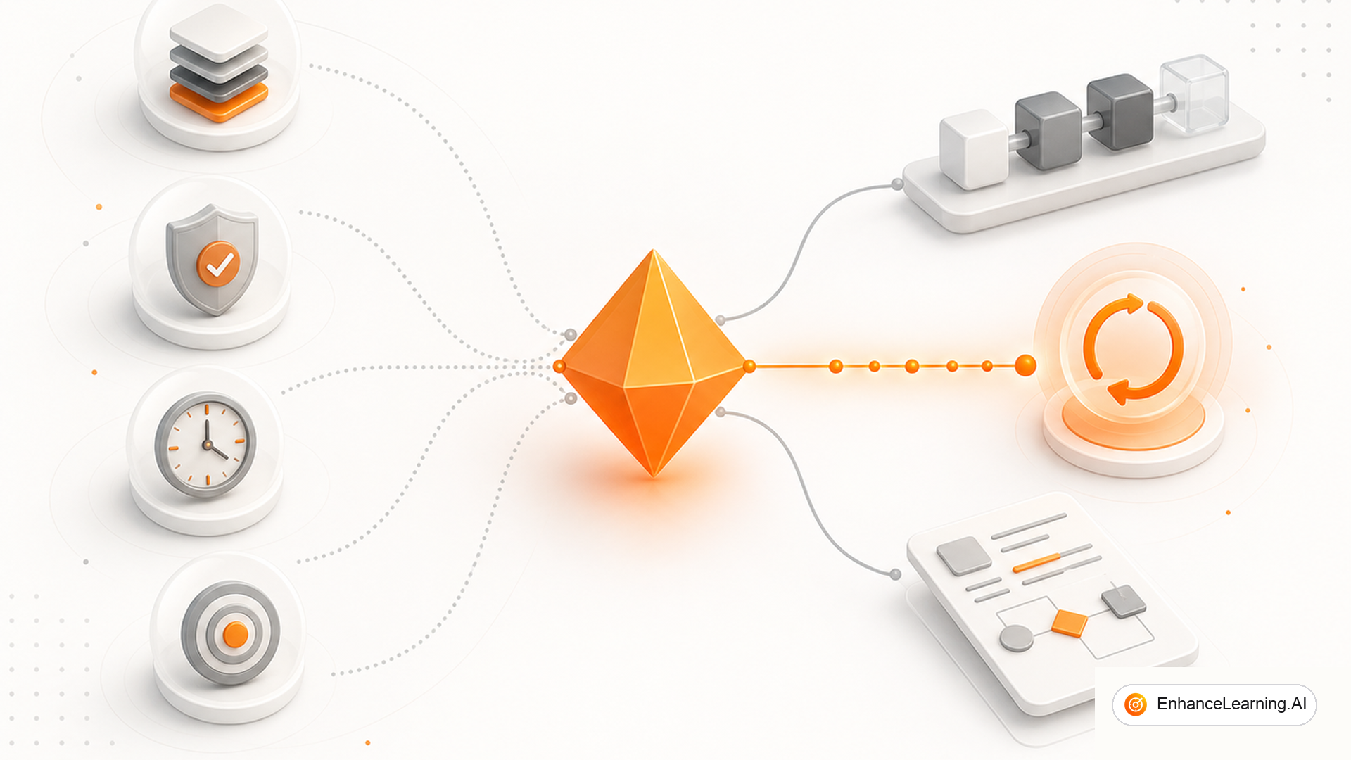 A Decision Framework for Choosing AI Design Patterns — cover illustration | EnhanceLearning.AI A Decision Framework for Choosing AI Design Patterns — cover illustration | EnhanceLearning.AI
